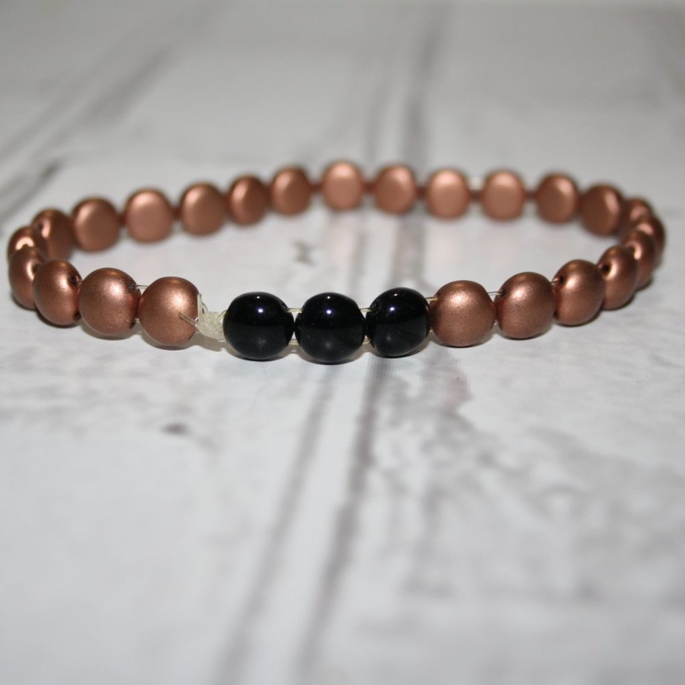 🖤✨ Beautiful Copper + Black Beaded Bracelet (8.5") ✨🖤